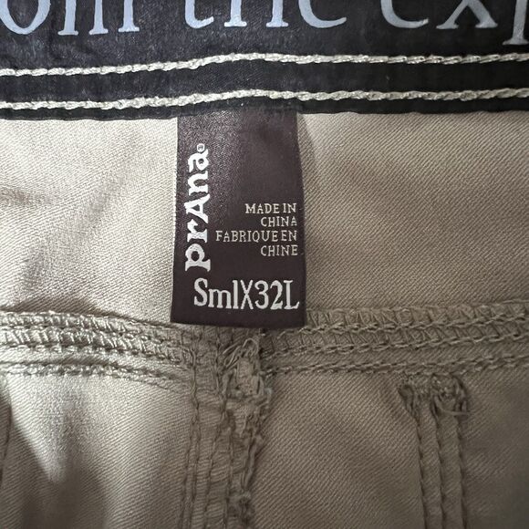 Prana Zion Pant Mens Smlx32L Stretch Straight Roll Up Belted Hiking Tan - Picture 5 of 9